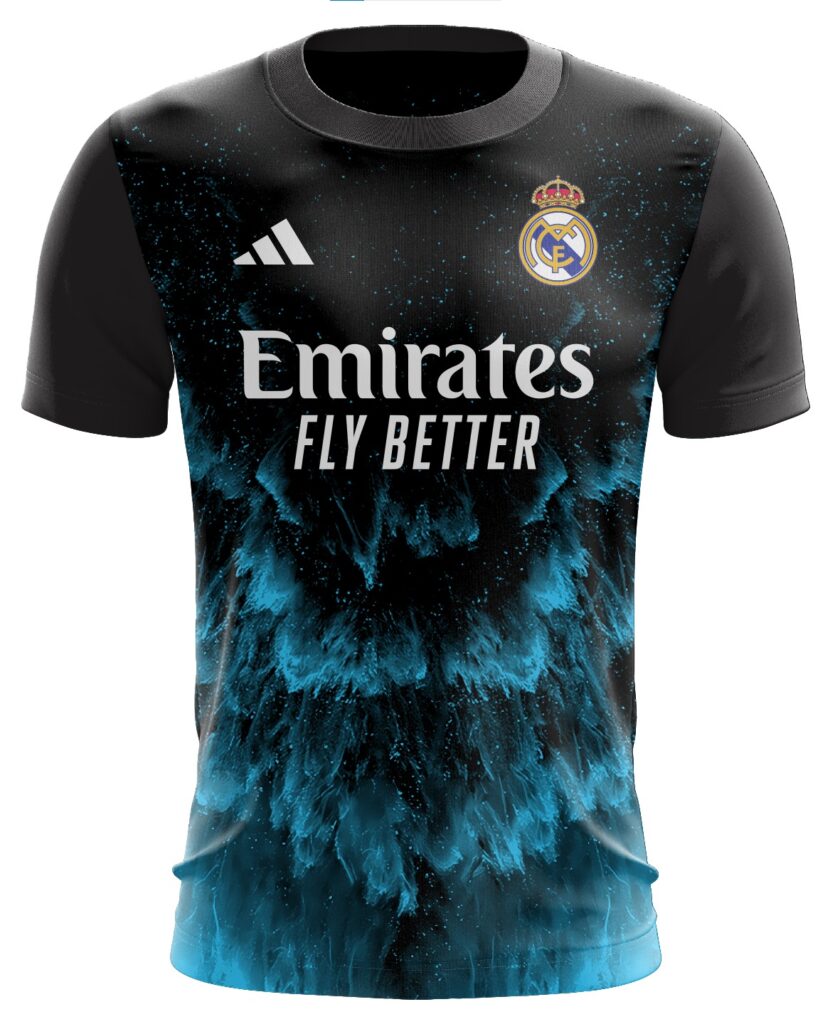 Real Madrid Special Edition Black & Blue Splash Jersey – Emirates Fly Better