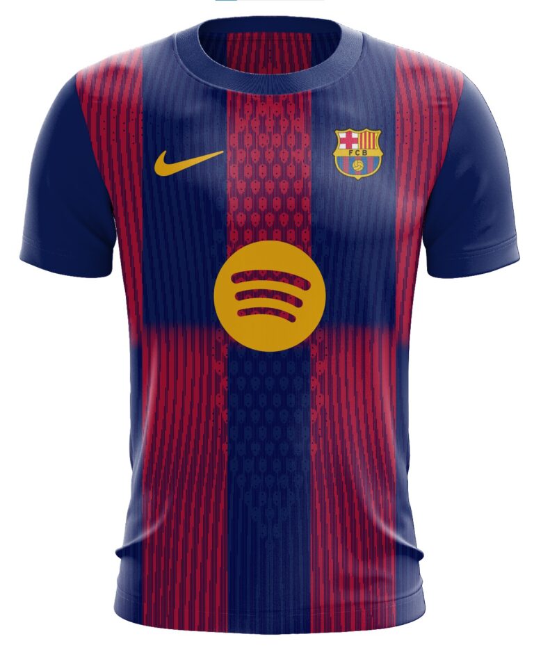 FC Barcelona 2024/25 Home Jersey – Spotify Edition (Red & Blue Stripes)