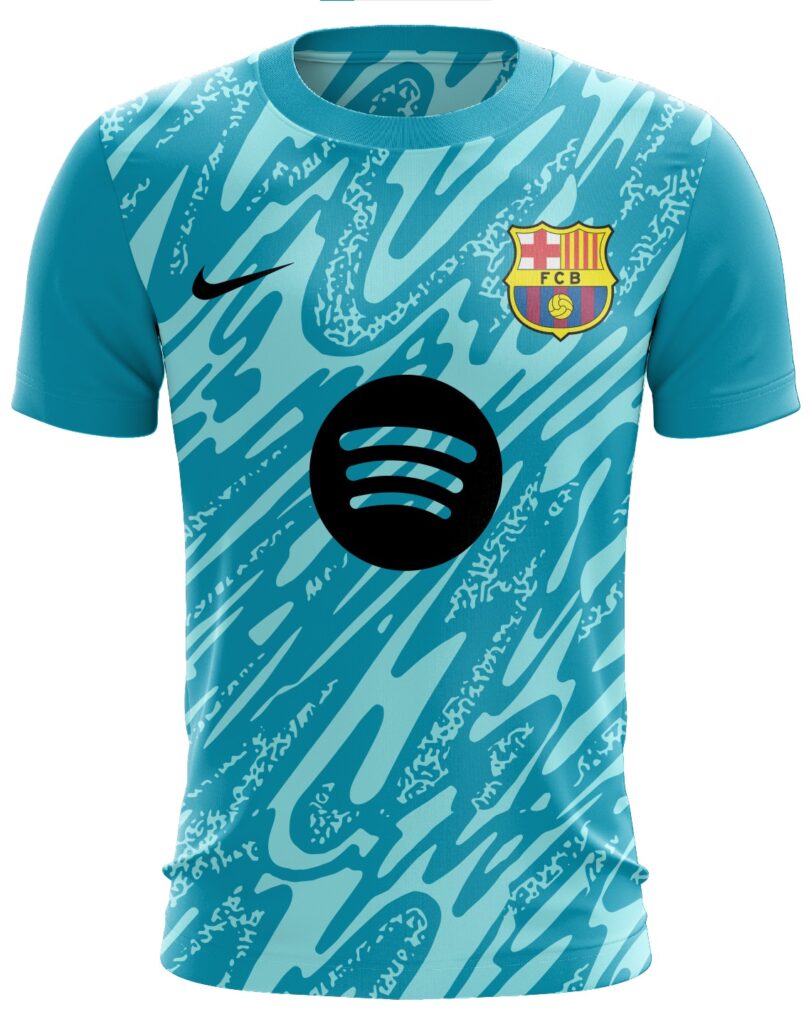 FC Barcelona 2024/25 Away Jersey – Spotify Edition (Aqua/Teal Pattern)