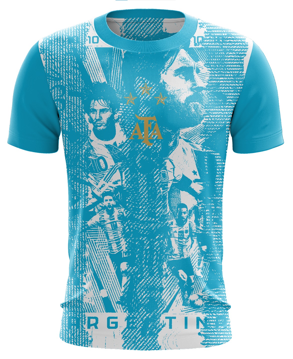 Customize AFA Messi Texture Sky-blue Stripe Jersey 2025