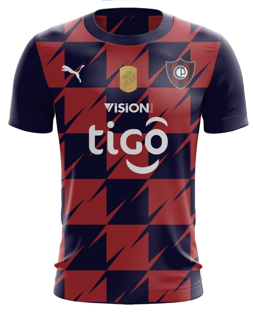 Club Cerro Porteño Home Jersey – Puma Red & Navy with Tigo Branding