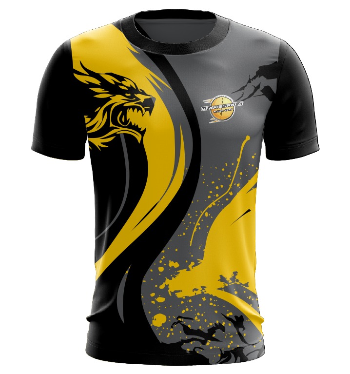 Dragon Fury" – for the first shirt with the roaring dragon and bold yellow-black contrast.